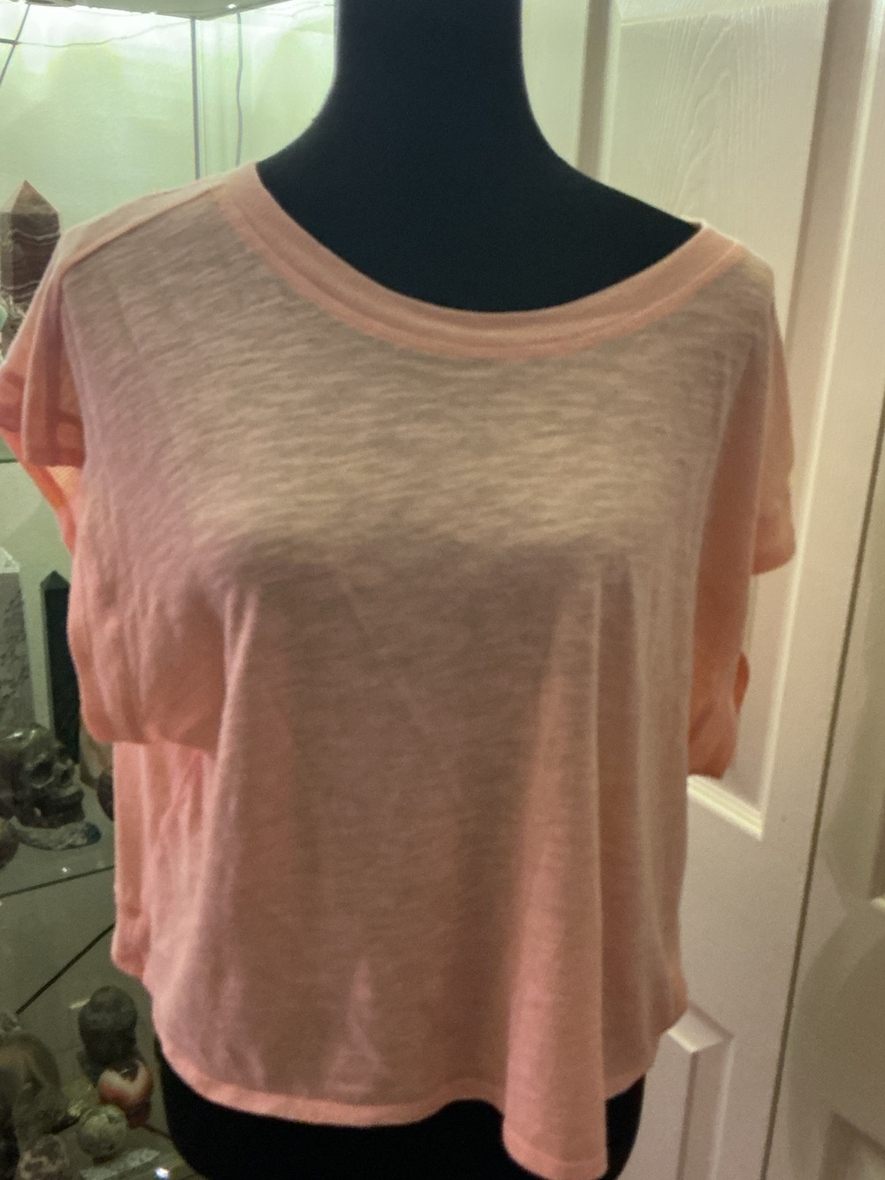 Ultra Flirt Pastel Pink Cropped Relaxed Short Sleeve Top